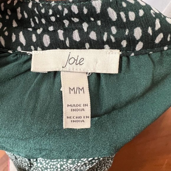 Joie Balloon Sleeve Arctic Animal Spot Green White Dress Women's Size Medium M - Picture 7 of 9